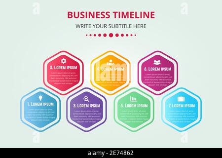 Colorful hexagonal timeline infographic template Stock Vector