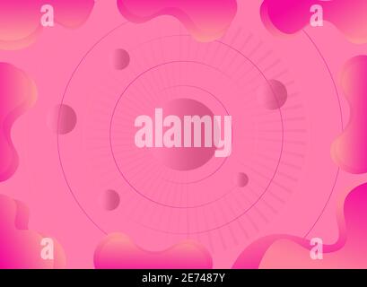 Abstract pink fluid background with geometric shapes Stock Vector