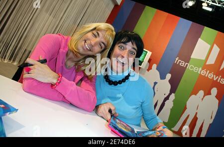 French actors Samantha and Chantal from the TV show on France 2 channel pose during the Book Fair 'Le Salon Du Livre' held at Porte de Versailles, in Paris, France, on March 24, 2007. Photo by Denis Guignebourg/ABACAPRESS.COM Stock Photo