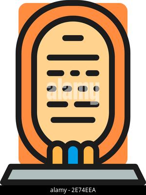 Egyptian cartouche, sarcophagus color line icon. Isolated on white background Stock Vector