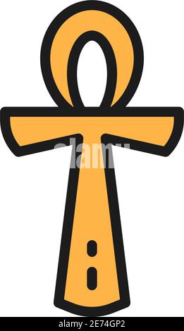 Egyptian ankh, religious symbol color line icon. Isolated on white background Stock Vector