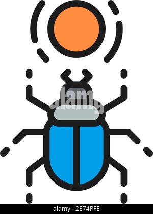 Egyptian scarab, beetle, sacred bug flat color line icon. Stock Vector