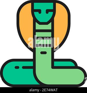 Cobra, snake flat color line icon. Isolated on white background Stock Vector