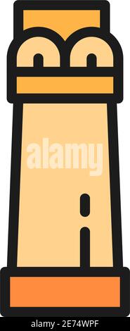 Ancient egyptian column flat color line icon. Isolated on white background Stock Vector
