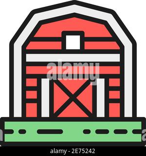 Farm barn, greenhouse, countryside color line icon. Isolated on white background Stock Vector