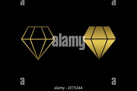 Golden diamond icon. Vector illustration. Golden diamond symbol on ...