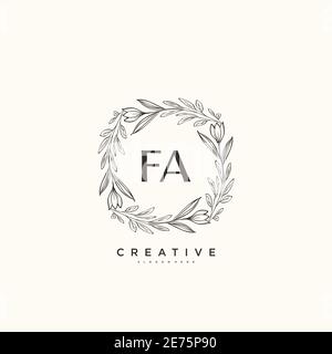 FA Beauty vector initial logo art, handwriting logo of initial signature, wedding, fashion, jewerly, boutique, floral and botanical with creative temp Stock Vector