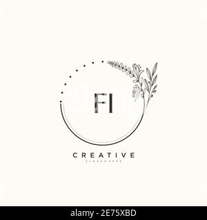FI Beauty vector initial logo art, handwriting logo of initial signature, wedding, fashion, jewerly, boutique, floral and botanical with creative temp Stock Vector