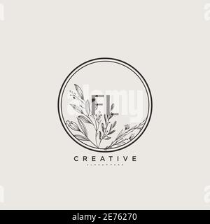 FL Beauty vector initial logo art, handwriting logo of initial signature, wedding, fashion, jewerly, boutique, floral and botanical with creative temp Stock Vector