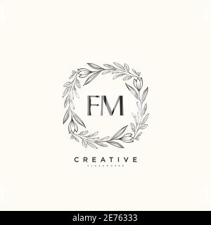 FM Beauty vector initial logo art, handwriting logo of initial signature, wedding, fashion, jewerly, boutique, floral and botanical with creative temp Stock Vector