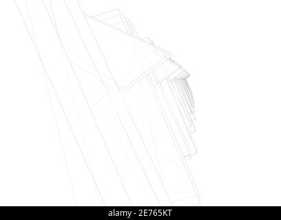 Abstract architectural drawing sketch,Illustration Stock Photo