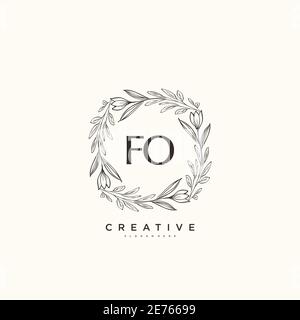 FO Beauty vector initial logo art, handwriting logo of initial signature, wedding, fashion, jewerly, boutique, floral and botanical with creative temp Stock Vector