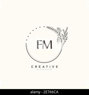 FM Beauty vector initial logo art, handwriting logo of initial signature, wedding, fashion, jewerly, boutique, floral and botanical with creative temp Stock Vector