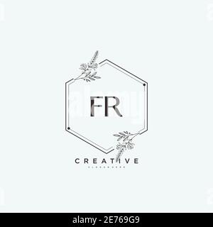 FR Beauty vector initial logo art, handwriting logo of initial signature, wedding, fashion, jewerly, boutique, floral and botanical with creative temp Stock Vector