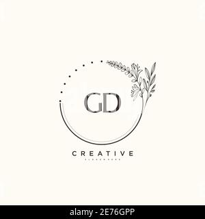 GD Beauty vector initial logo art, handwriting logo of initial signature, wedding, fashion, jewerly, boutique, floral and botanical with creative temp Stock Vector