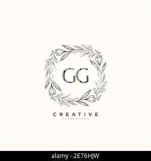 GG Beauty vector initial logo art, handwriting logo of initial signature, wedding, fashion, jewerly, boutique, floral and botanical with creative temp Stock Vector