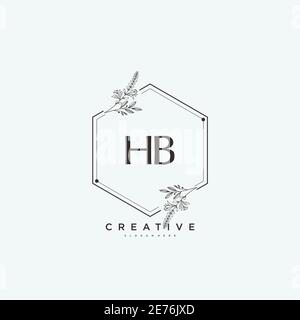HB Beauty vector initial logo art, handwriting logo of initial signature, wedding, fashion, jewerly, boutique, floral and botanical with creative temp Stock Vector