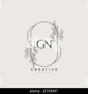 GN Beauty vector initial logo art, handwriting logo of initial signature, wedding, fashion, jewerly, boutique, floral and botanical with creative temp Stock Vector