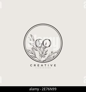 GO Beauty vector initial logo art, handwriting logo of initial signature, wedding, fashion, jewerly, boutique, floral and botanical with creative temp Stock Vector