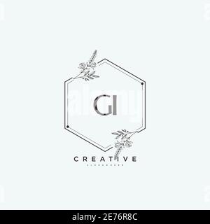GI Beauty vector initial logo art, handwriting logo of initial signature, wedding, fashion, jewerly, boutique, floral and botanical with creative temp Stock Vector