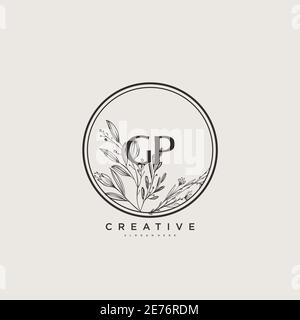 GP Beauty vector initial logo art, handwriting logo of initial signature, wedding, fashion, jewerly, boutique, floral and botanical with creative temp Stock Vector