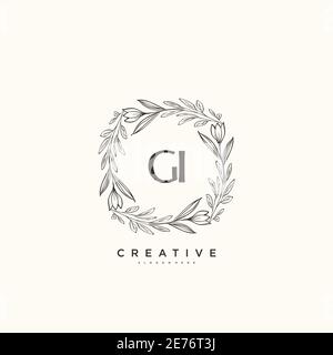 GI Beauty vector initial logo art, handwriting logo of initial signature, wedding, fashion, jewerly, boutique, floral and botanical with creative temp Stock Vector