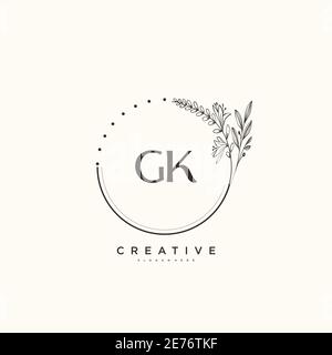 GK Beauty vector initial logo art, handwriting logo of initial signature, wedding, fashion, jewerly, boutique, floral and botanical with creative temp Stock Vector