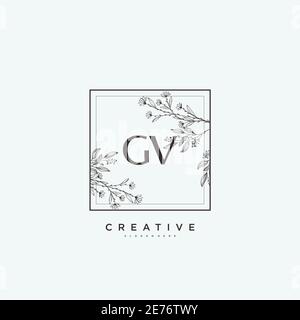 GV Beauty vector initial logo art, handwriting logo of initial signature, wedding, fashion, jewerly, boutique, floral and botanical with creative temp Stock Vector