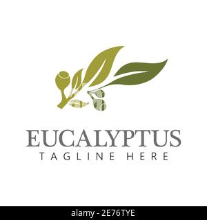 Eucalyptus leaves logo vector template design illustration Stock Vector