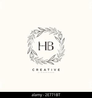 HB Beauty vector initial logo art, handwriting logo of initial signature, wedding, fashion, jewerly, boutique, floral and botanical with creative temp Stock Vector
