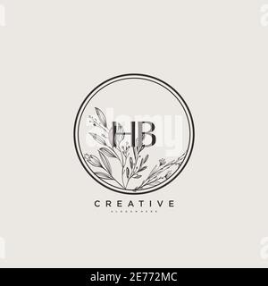 HB Beauty vector initial logo art, handwriting logo of initial signature, wedding, fashion, jewerly, boutique, floral and botanical with creative temp Stock Vector