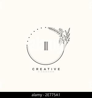II Beauty vector initial logo art, handwriting logo of initial signature, wedding, fashion, jewerly, boutique, floral and botanical with creative temp Stock Vector
