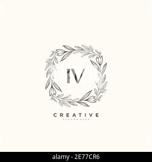 IV Beauty vector initial logo art, handwriting logo of initial signature, wedding, fashion, jewerly, boutique, floral and botanical with creative temp Stock Vector