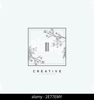 II Beauty vector initial logo art, handwriting logo of initial signature, wedding, fashion, jewerly, boutique, floral and botanical with creative temp Stock Vector