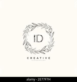 ID Beauty vector initial logo art, handwriting logo of initial signature, wedding, fashion, jewerly, boutique, floral and botanical with creative temp Stock Vector