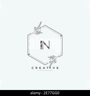 IN Beauty vector initial logo art, handwriting logo of initial signature, wedding, fashion, jewerly, boutique, floral and botanical with creative temp Stock Vector