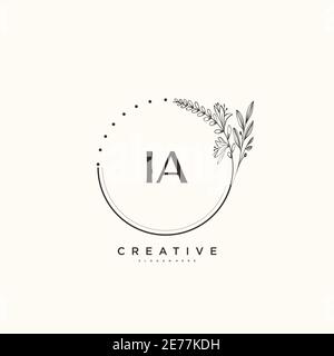IA Beauty vector initial logo art, handwriting logo of initial signature, wedding, fashion, jewerly, boutique, floral and botanical with creative temp Stock Vector