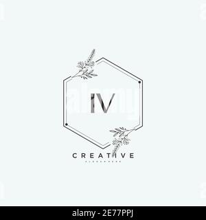 IV Beauty vector initial logo art, handwriting logo of initial signature, wedding, fashion, jewerly, boutique, floral and botanical with creative temp Stock Vector