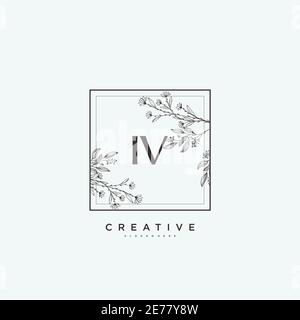 IV Beauty vector initial logo art, handwriting logo of initial signature, wedding, fashion, jewerly, boutique, floral and botanical with creative temp Stock Vector