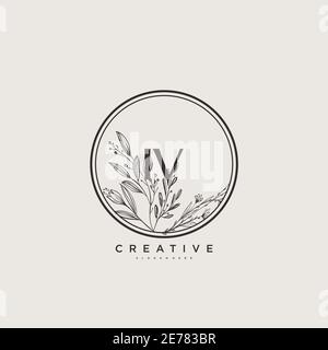 IV Beauty vector initial logo art, handwriting logo of initial signature, wedding, fashion, jewerly, boutique, floral and botanical with creative temp Stock Vector