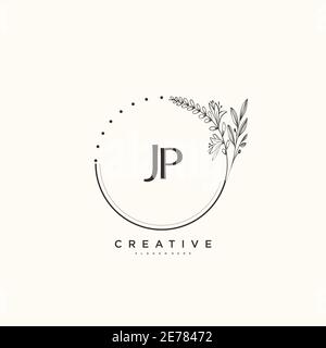 JP Beauty vector initial logo art, handwriting logo of initial signature, wedding, fashion, jewerly, boutique, floral and botanical with creative temp Stock Vector