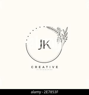 JK Beauty vector initial logo art, handwriting logo of initial signature, wedding, fashion, jewerly, boutique, floral and botanical with creative temp Stock Vector