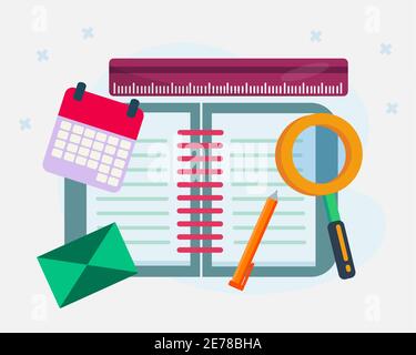 notepad top view for workspace concept vector illustration Stock Vector