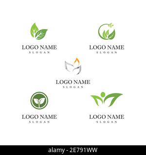 Set Leaf Logo Template vector symbol nature Stock Vector