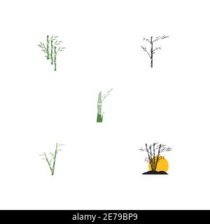 Set Bamboo Logo Template vector icon illustration design Stock Vector