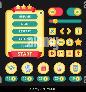 Medieval video game mobile application user interface template vector illustration Stock Vector