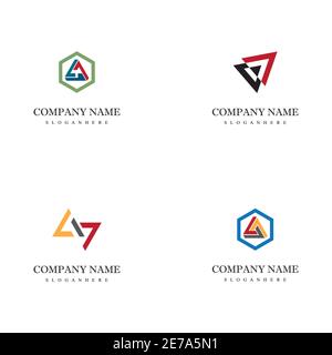 Set Triangle Logo Template vector icon illustration design Stock Vector