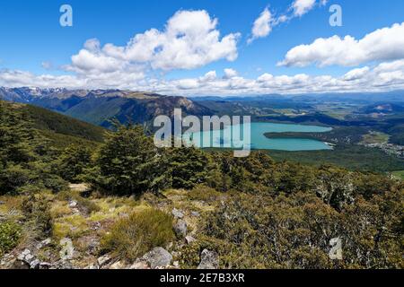 Aerial view of Lake Rotoiti, an alpine lake in Nelson Lakes National Park, New Zealand Stock Photo