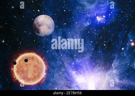 Night starry sky with stars. Abstract astronomical galaxy. Elements of this image furnished by NASA. Stock Photo