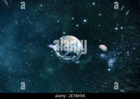 Night starry sky with stars. Abstract astronomical galaxy. Elements of this image furnished by NASA. Stock Photo